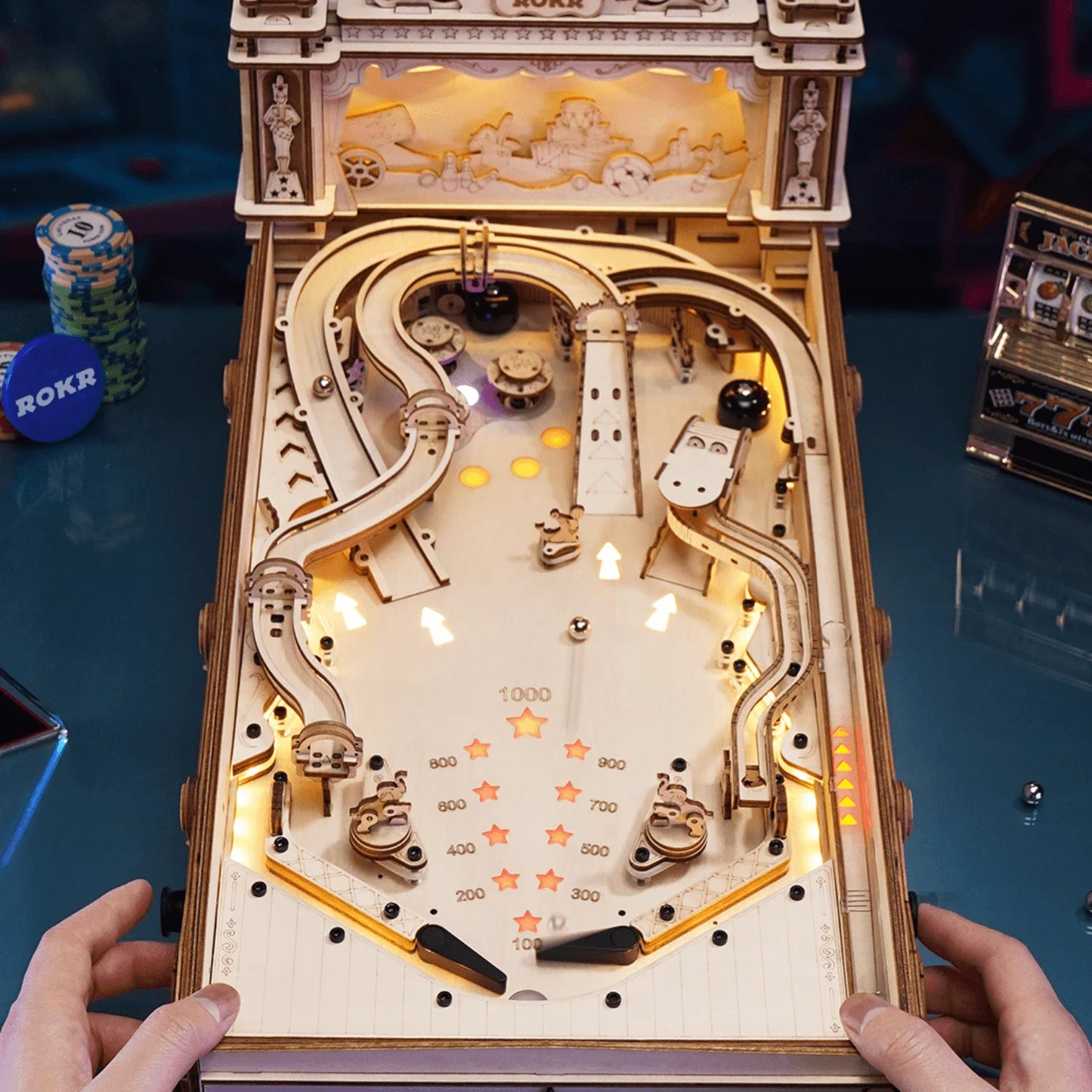 3D Drewniany Automat do Pinballa